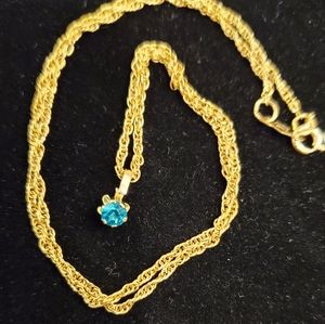 Gold filled Necklace with turquoise colored pendant
